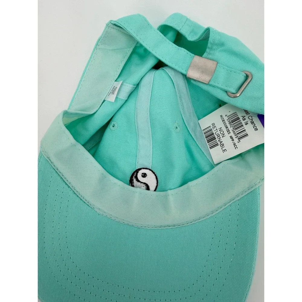 Yin Yang Embroidered Mint Green Cotton Baseball Cap Adjustable Hat One Size